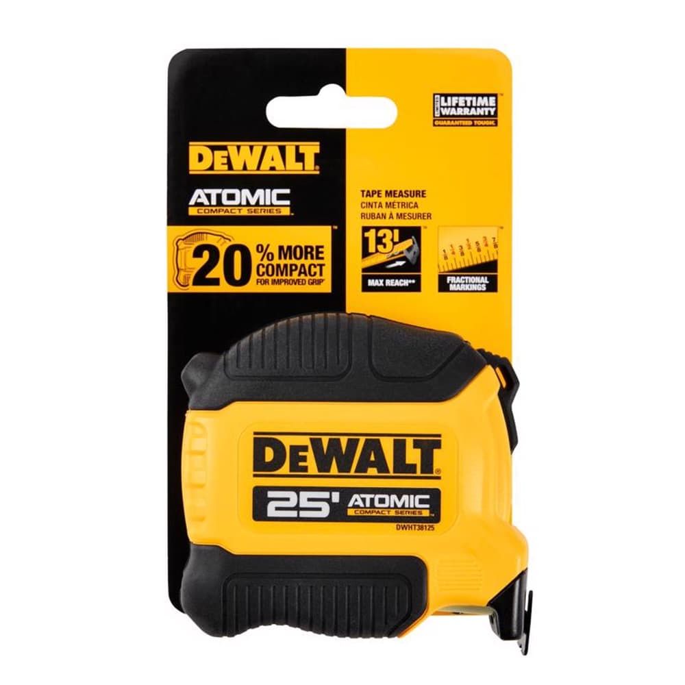 DeWalt ATOMIC 25 ft. L X 1.125 in. W Compact Tape Measure 1 pk DeWalt ATOMIC 25 ft. L X 1.125 in. W Compact Tape Measure 1 pk