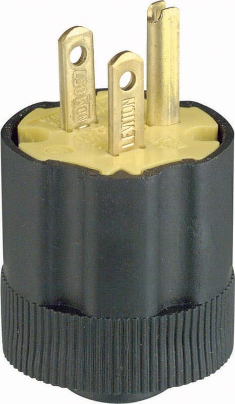 Leviton Commercial and Residential Rubber Grounding Plug 5-15P 18-14 AWG 2 Pole 3 Wire Leviton Commercial and Residential Rubber Grounding Plug 5-15P 18-14 AWG 2 Pole 3 Wire