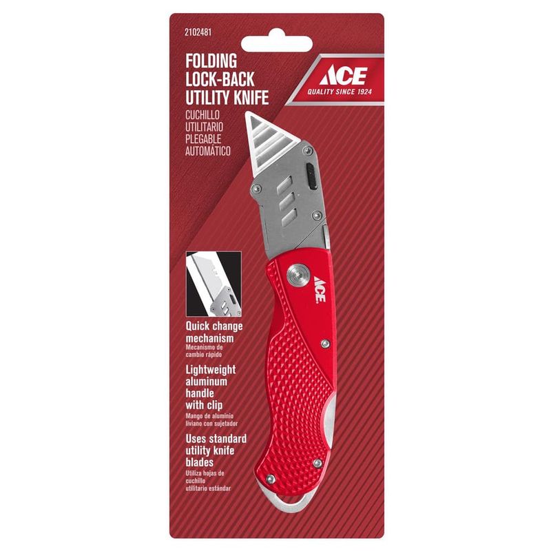 Ace 6 in. Lockback Utility Knife Red 1 pk Ace 6 in. Lockback Utility Knife Red 1 pk