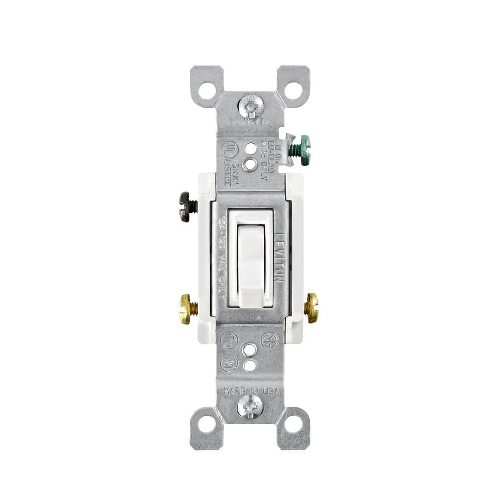 Leviton 15 amps Three Pole 3-Way Toggle AC Quiet Switch White 1 pk