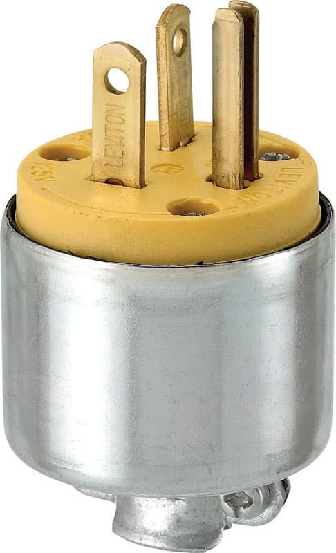 Leviton Commercial Armored Ground/Straight Blade Plug 5-20P 18-12 AWG 2 Pole 3 Wire Leviton Commercial Armored Ground/Straight Blade Plug 5-20P 18-12 AWG 2 Pole 3 Wire