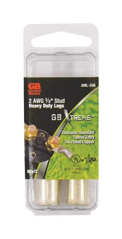 Gardner Bender Xtreme 2 Ga. Insulated Wire Electrical Lug Silver 2 pk Gardner Bender Xtreme 2 Ga. Insulated Wire Electrical Lug Silver 2 pk