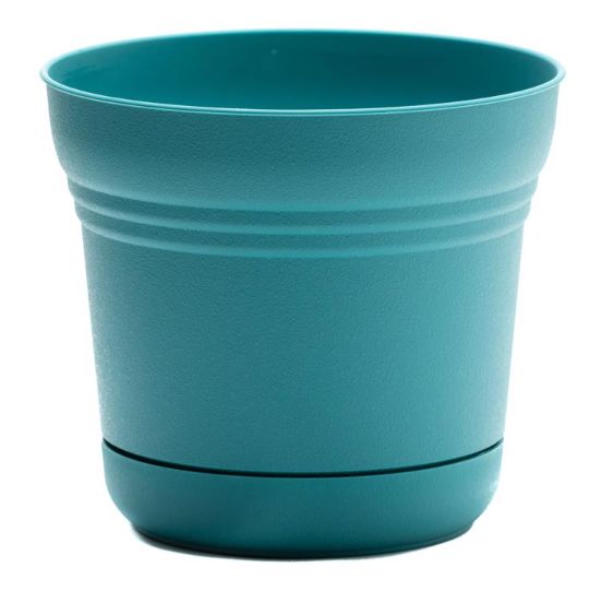 Bloem Saturn 12.75 in. H X 14.5 in. W Resin Traditional Planter Bermuda Teal