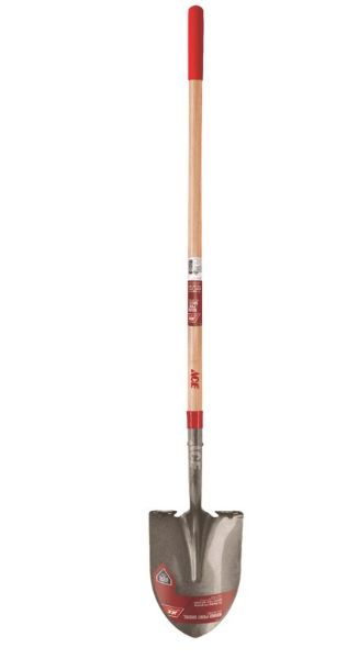 Ace 58 in. Steel Round Digging Shovel Wood Handle