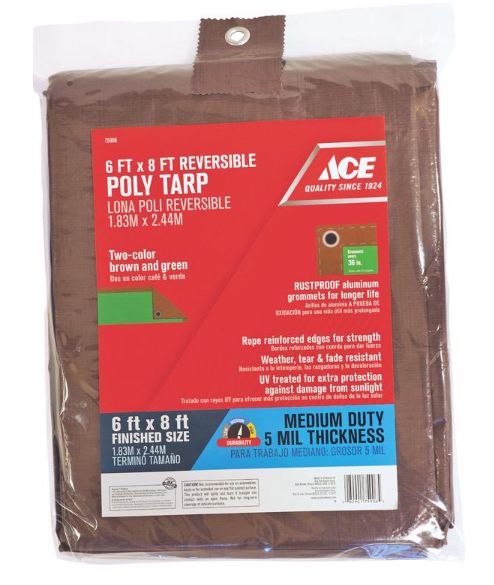 Ace 6 ft. W X 8 ft. L Medium Duty Polyethylene Tarp Brown/Green Ace 6 ft. W X 8 ft. L Medium Duty Polyethylene Tarp Brown/Green