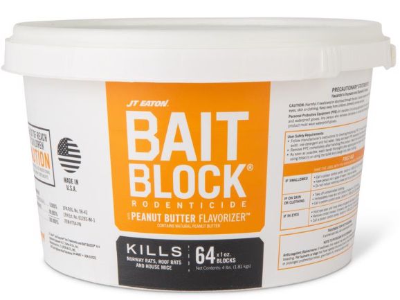 JT Eaton Toxic Peanut Butter-Flavored Rodenticide Bait Blocks For Mice and Rats 4 lb 64 pk