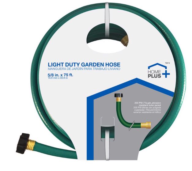 Home Plus 5/8 in. D X 75 ft. L Light Duty Garden Hose