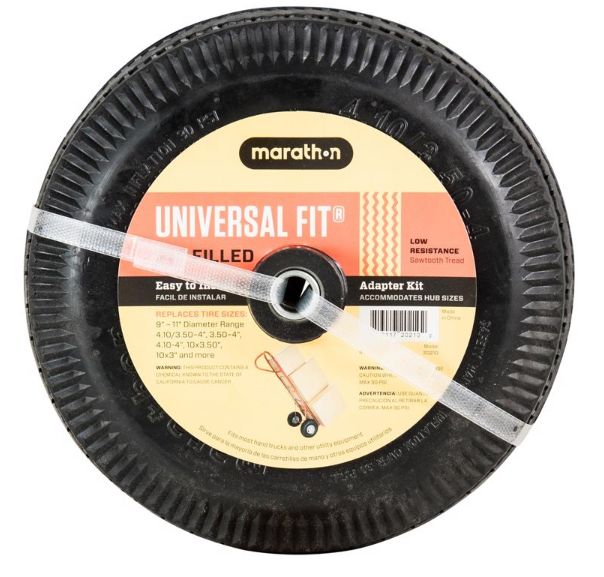 Marathon Universal Fit 4 in. D X 10 in. D 300 lb. cap. Offset Hand Truck Tire Rubber 1 pk