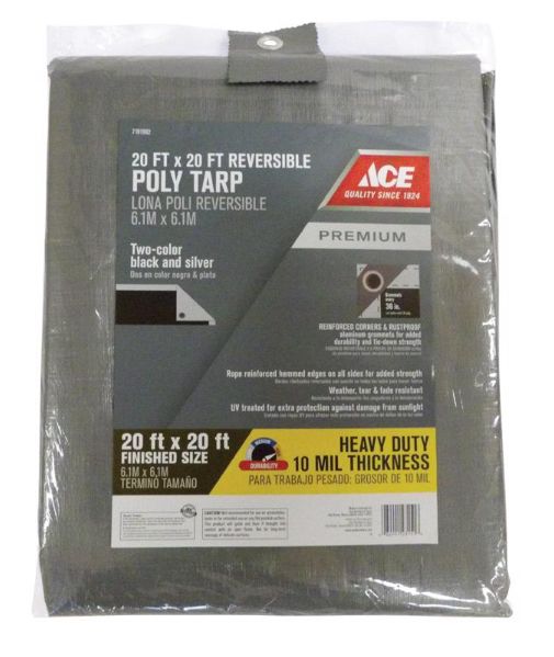 Ace 20 ft. W X 20 ft. L Heavy Duty Polyethylene Tarp Black/Silver