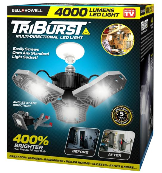 Bell & Howell TriBurst Plastic LED Standard Base Multi-directional Socket Light 1 pk