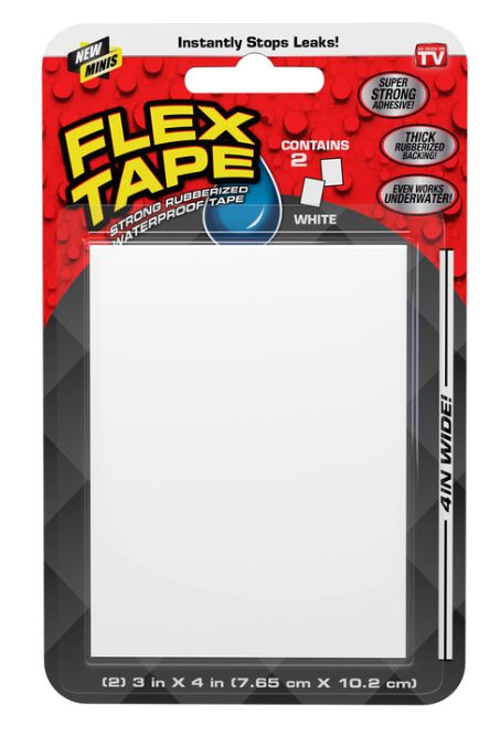 Flex Seal Family of Products Flex Tape MINI 3 in. W X 4 in. L White Waterproof Repair Tape Flex Seal Family of Products Flex Tape MINI 3 in. W X 4 in. L White Waterproof Repair Tape