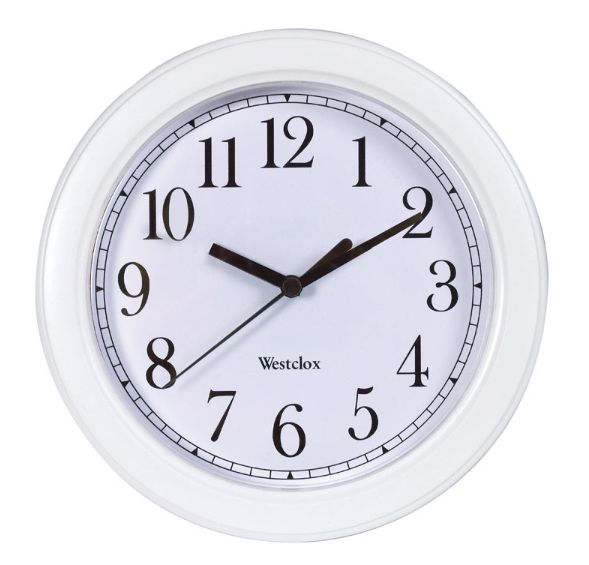 Westclox 8.5 in. L X 8.5 in. W Indoor Classic Analog Wall Clock Glass/Plastic White