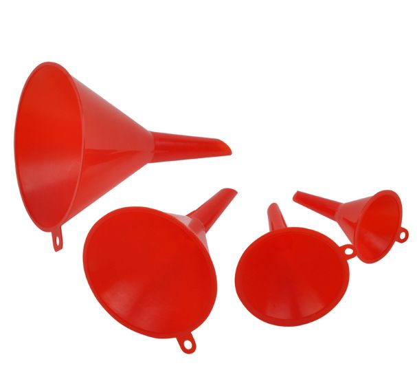 Home Plus Red Plastic Funnel Set