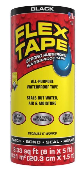 Flex Seal Family of Products Flex Tape 8 in. W X 5 ft. L Black Waterproof Repair Tape Flex Seal Family of Products Flex Tape 8 in. W X 5 ft. L Black Waterproof Repair Tape