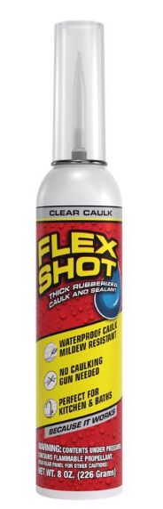 Flex Seal Family of Products Flex Shot Clear Rubber All Purpose Waterproof Sealant 8 oz