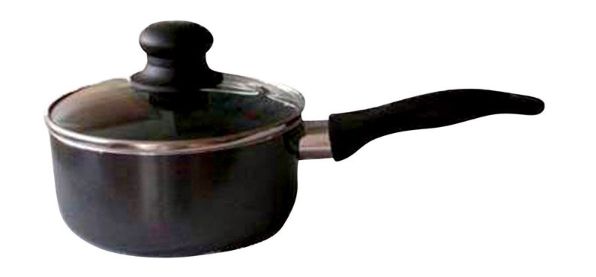 Bene Casa Aluminum Sauce Pan With Lid 2 qt Black