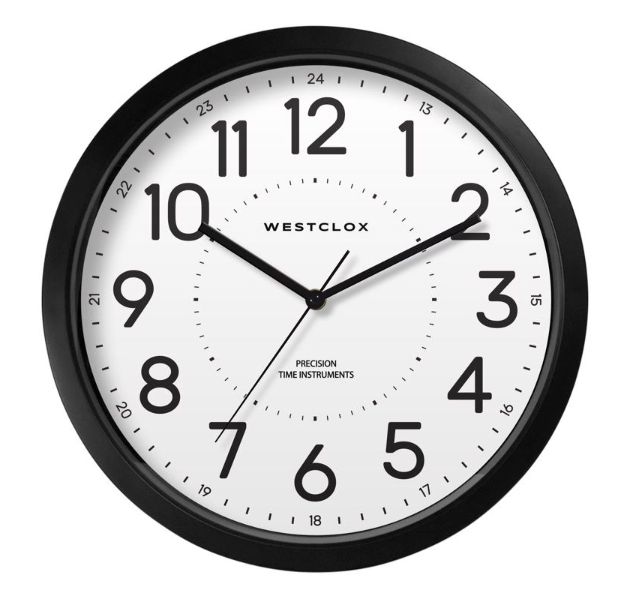 Westclox 13.75 in. L X 13.75 in. W Indoor Analog Wall Clock Plastic Black/White
