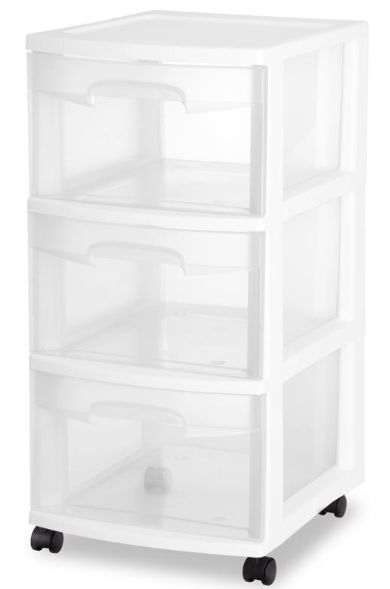Sterilite 5.4 cu ft Clear/White Drawer Organizer 25-5/8 in. H X 12-5/8 in. W X 14-1/2 in. D Stackabl