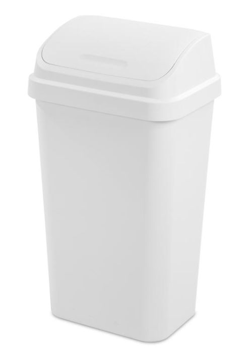 Sterilite SwingTop 13 gal White Polypropylene Trash Can Sterilite SwingTop 13 gal White Polypropylene Trash Can