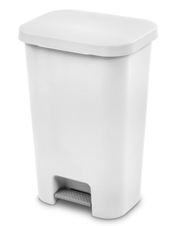 Sterilite StepOn 11.9 gal White Polypropylene Contemporary Automatic Touchless Wastebasket
