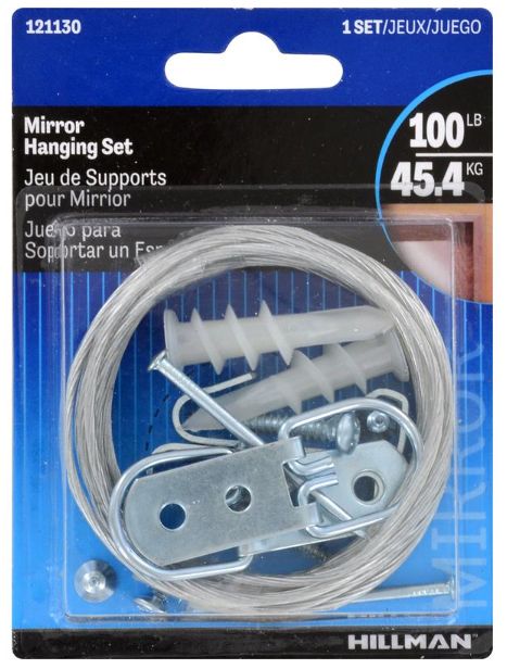 HILLMAN AnchorWire Silver Extra Heavy Mirror Holder Kit 100 lb 17 pk HILLMAN AnchorWire Silver Extra Heavy Mirror Holder Kit 100 lb 17 pk