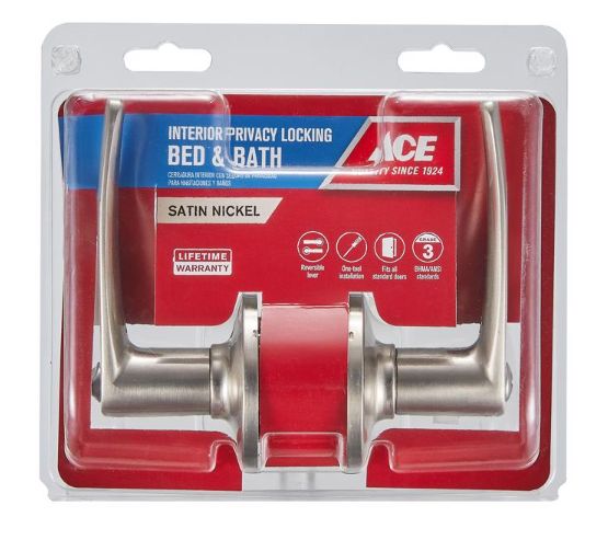 Ace Straight Lever Satin Nickel Privacy Lockset 1-3/4 in. Ace Straight Lever Satin Nickel Privacy Lockset 1-3/4 in.