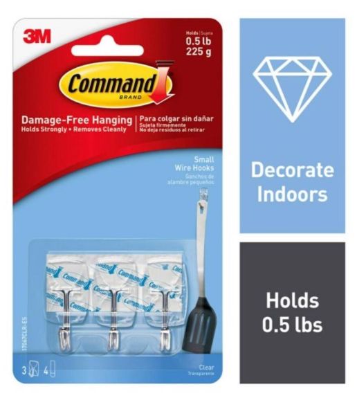 3M Command Small Plastic Wire Hooks 1.62 in. L 1 pk 3M Command Small Plastic Wire Hooks 1.62 in. L 1 pk