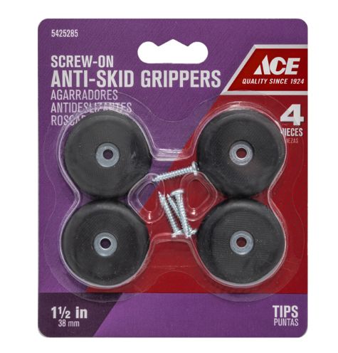 Ace Plastic Heavy Duty Anti-Skid Pad Black Round 1-1/2 in. W 4 pk