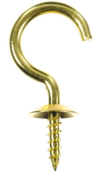 Ace Small Bright Brass Brass 1 in. L Cup Hook 25 lb 50 pk