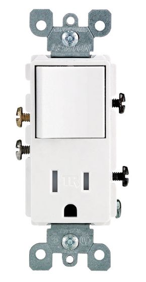 Leviton Decora 15 amps 125 V White Combination Switch/Outlet 5-15 R 1 pk