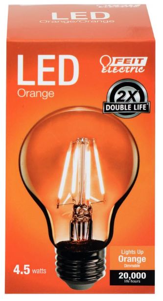 Feit A19 E26 (Medium) Filament LED Bulb Orange 30 Watt Equivalence 1 pk Feit A19 E26 (Medium) Filament LED Bulb Orange 30 Watt Equivalence 1 pk
