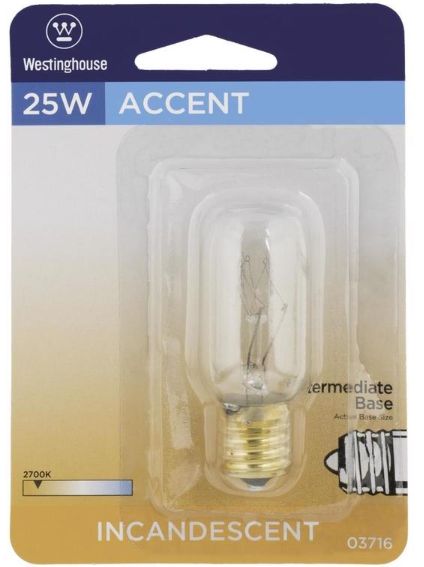 Westinghouse 25 W T8 Tubular Incandescent Bulb E17 (Intermediate) Warm White 1 pk