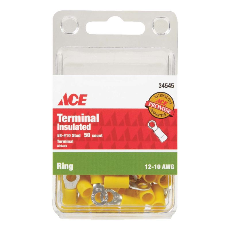 Ace Insulated Wire Ring Terminal Yellow 50 pk Ace Insulated Wire Ring Terminal Yellow 50 pk