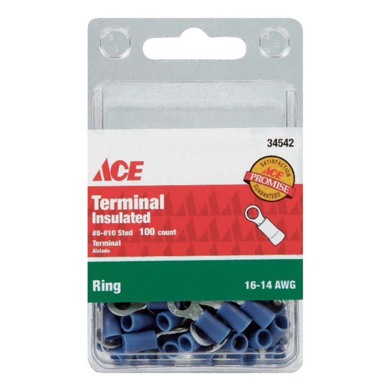 Ace Insulated Wire Ring Terminal Blue 100 pk Ace Insulated Wire Ring Terminal Blue 100 pk