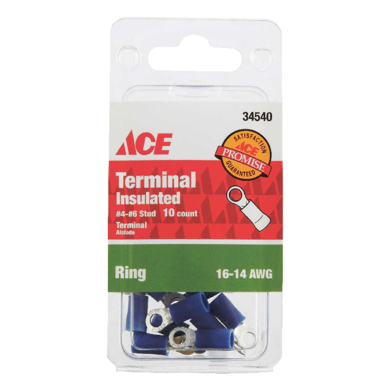 Ace Insulated Wire Ring Terminal Blue 10 pk Ace Insulated Wire Ring Terminal Blue 10 pk