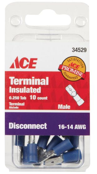 Ace Insulated Wire Male Disconnect Blue 10 pk Ace Insulated Wire Male Disconnect Blue 10 pk