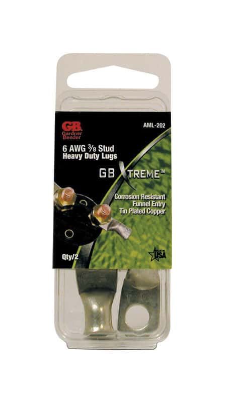 Gardner Bender Xtreme 6 Ga. Insulated Wire Electrical Lug Silver 2 pk Gardner Bender Xtreme 6 Ga. Insulated Wire Electrical Lug Silver 2 pk