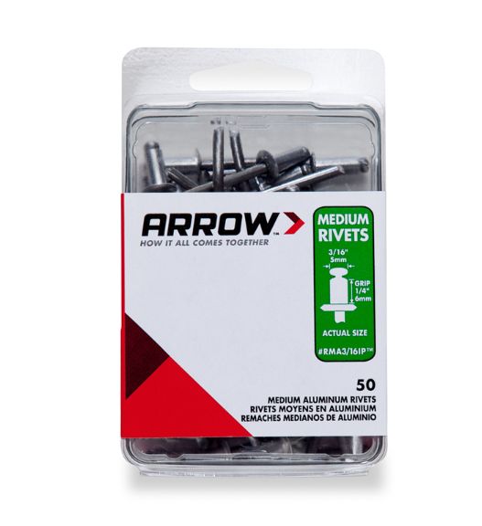 Arrow 3/16 in. D X 1/4 in. Aluminum Medium Rivets Silver 50 pk