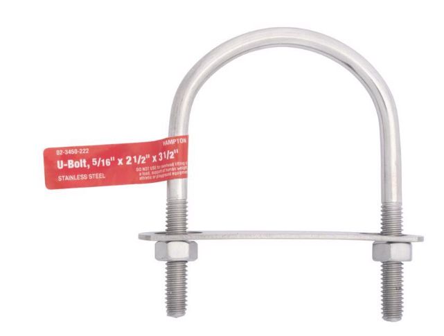 BOLT U 5/16"X2.5"X3.5 SS