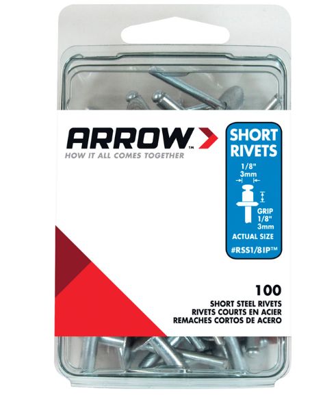 Arrow 1/8 in. D X 1/8 in. Steel Rivets Silver 100 pk