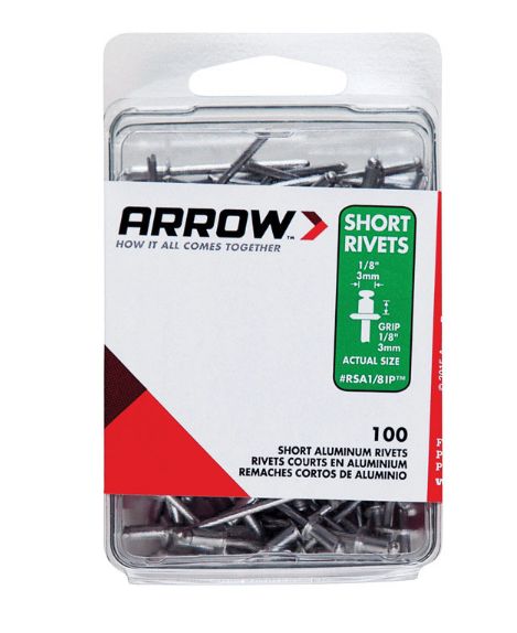 Arrow 1/8 in. D X 1/8 in. Aluminum Short Rivets Silver 100 pk