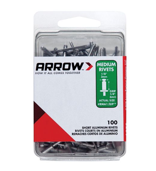 Arrow 1/8 in. D X 1/4 in. Aluminum Rivets Silver 100 pk