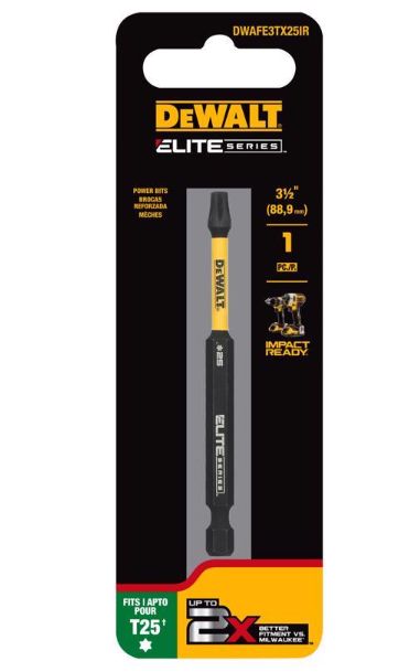 DeWalt FLEXTORQ Torx T25 X 3-1/2 in. L Screwdriver Bit Steel 1 pc DeWalt FLEXTORQ Torx T25 X 3-1/2 in. L Screwdriver Bit Steel 1 pc