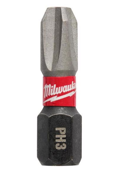 Milwaukee Shockwave Phillips #3 X 1 in. L Screwdriver Bit Steel 2 pk
