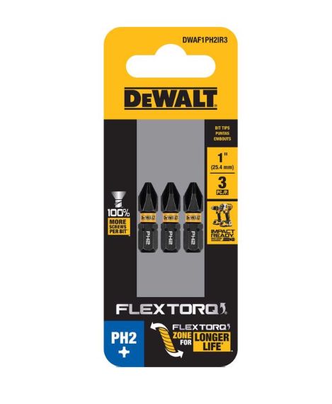 DeWalt FlexTorq Phillips #2 X 1 in. L Impact Driver Bit Set Steel 3 pc