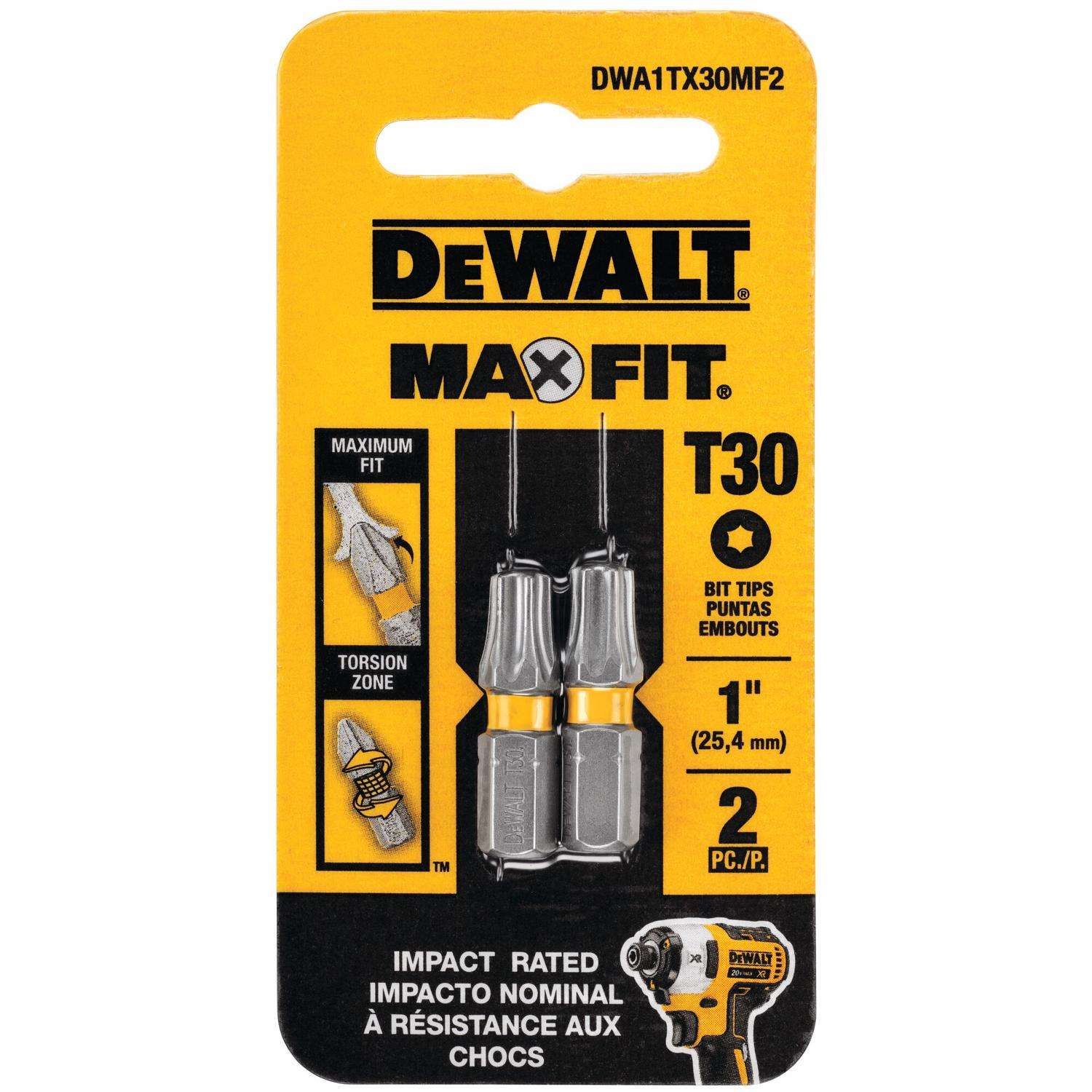 DeWalt MAXFIT Torx #30 X 1 in. L Screwdriver Bit Steel 2 pk DeWalt MAXFIT Torx #30 X 1 in. L Screwdriver Bit Steel 2 pk