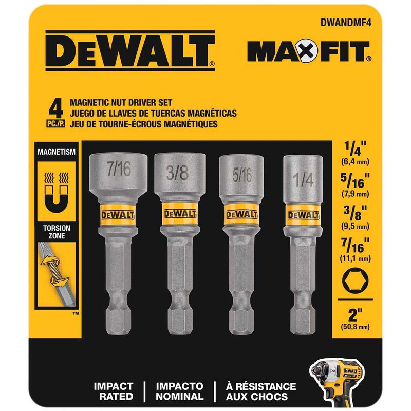 DeWalt Maxfit 2 in. L Steel Nut Setter Nut Driver Set 4 pc DeWalt Maxfit 2 in. L Steel Nut Setter Nut Driver Set 4 pc