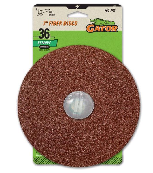 Gator 7 in. Aluminum Oxide Center Mount Fiber Disc 36 Grit Extra Coarse 3 pk Gator 7 in. Aluminum Oxide Center Mount Fiber Disc 36 Grit Extra Coarse 3 pk