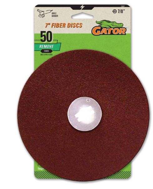 Gator 7 in. Aluminum Oxide Center Mount Fiber Disc 50 Grit Coarse 3 pk