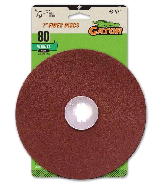 Gator 7 in. Aluminum Oxide Center Mount Fiber Disc 80 Grit Coarse 3 pk Gator 7 in. Aluminum Oxide Center Mount Fiber Disc 80 Grit Coarse 3 pk